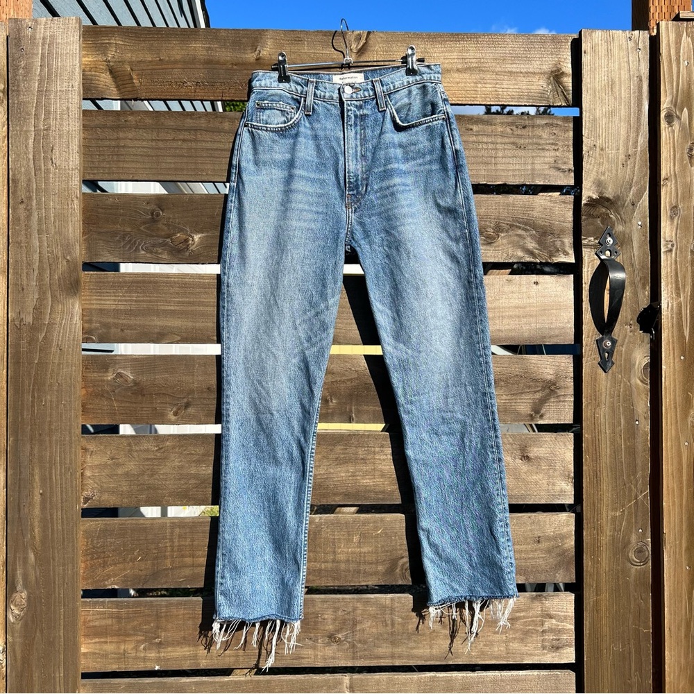 Reformation High-Rise Straight Jeans - Light Blue Denim